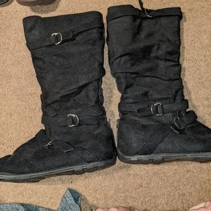 Black suede boots